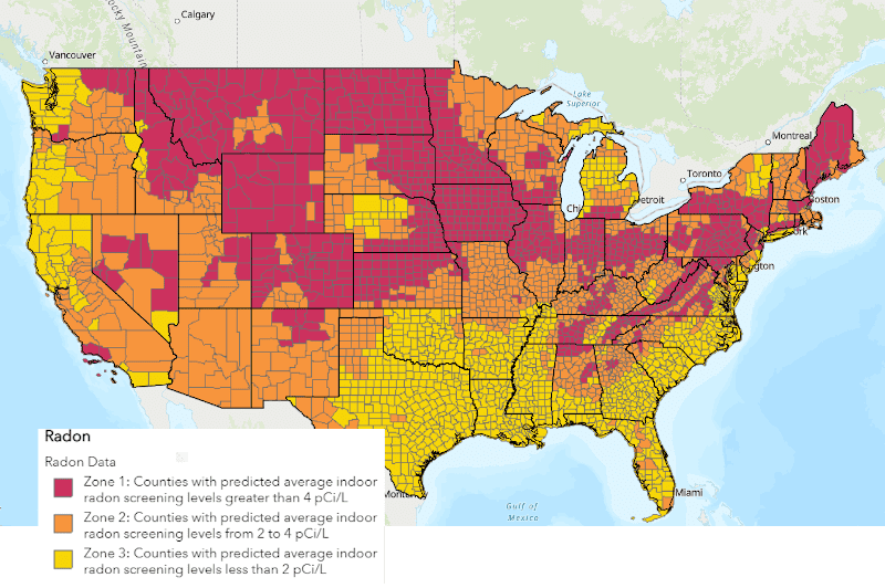 A Radon Zone Map of the United States