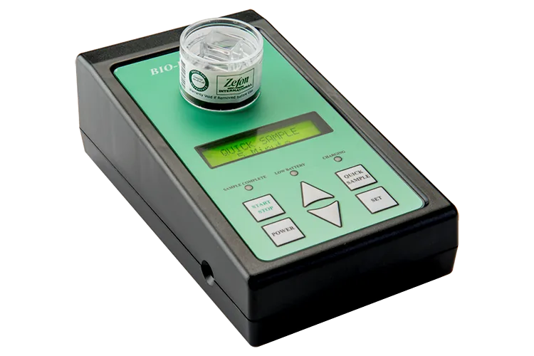 An air-sample pump used for indoor air quality testing
