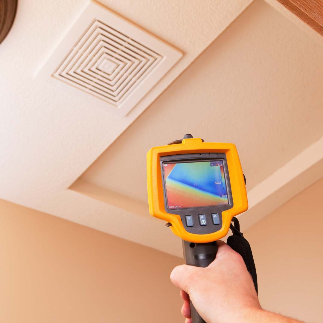 A FLIR thermal imaging camera used in an attic mold inspection.