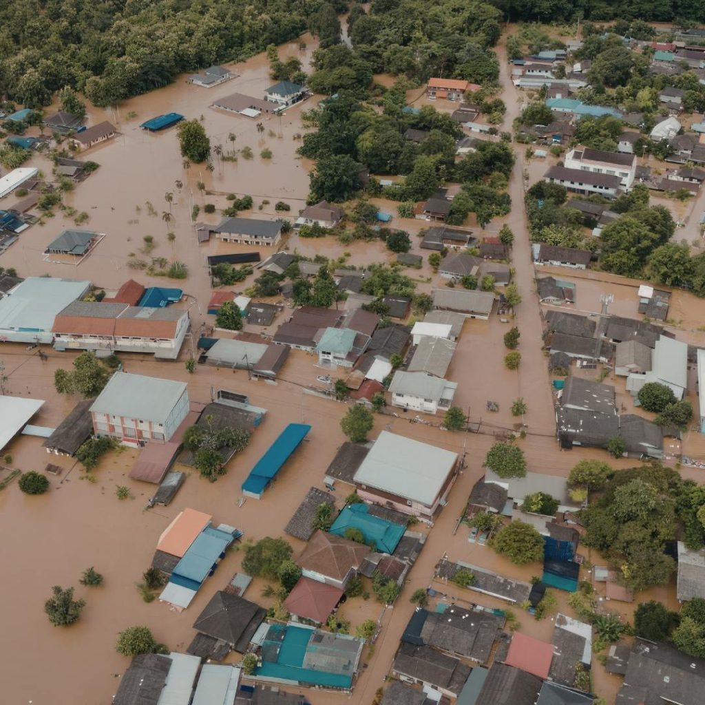 Mold after flood Jacksonville FL. An image of a flooded neighborhood.